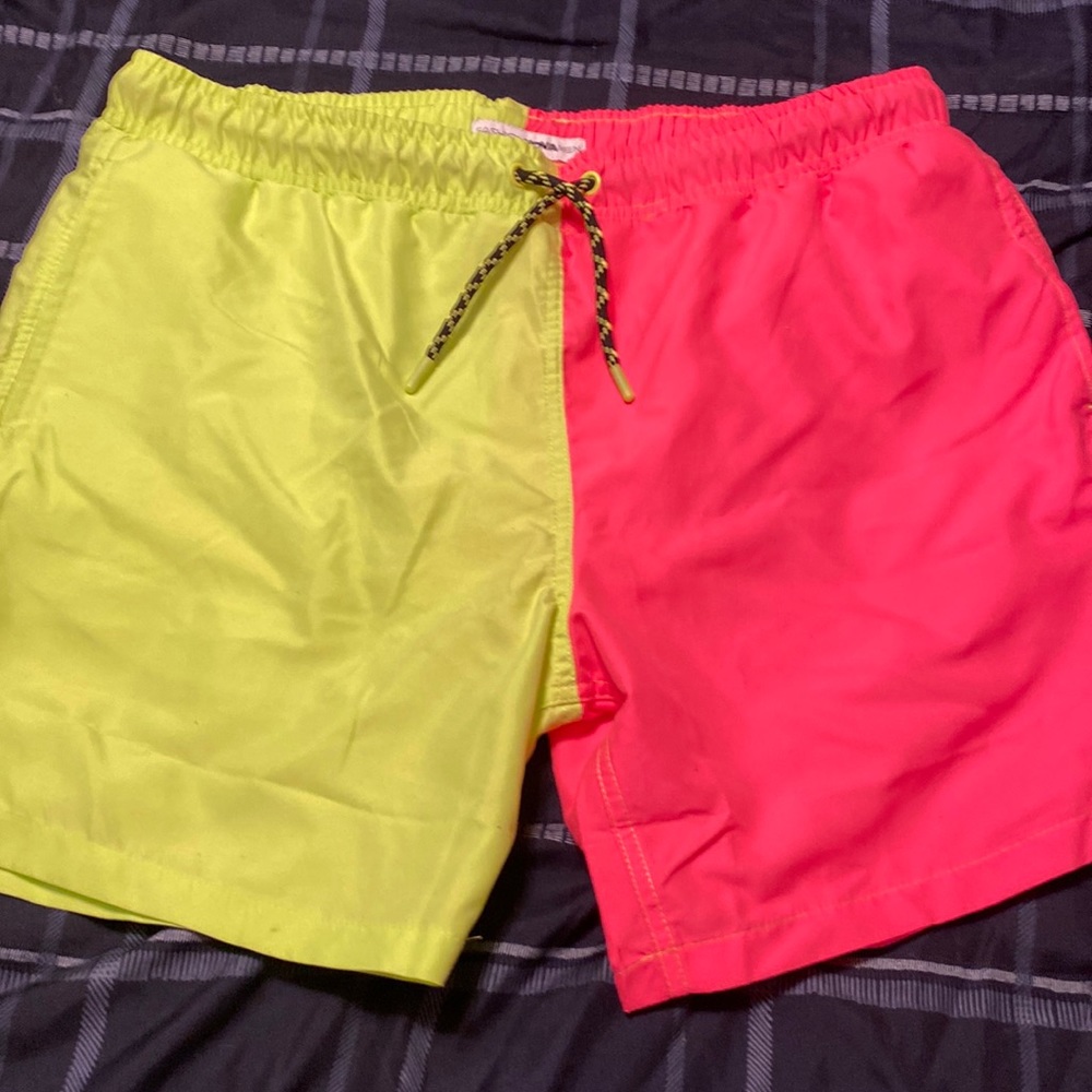 PINK & YELLOW FASHION NOVA SWIM TRUNKS XXL